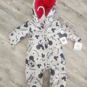 Disney Mickey Mouse Hooded One Piece - White and Red